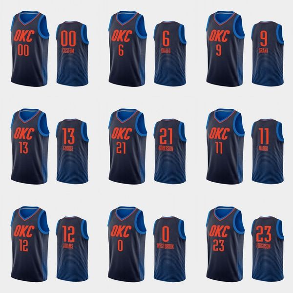 

oklahoma\rcity\rthunder\rmen steven adams deonte burton terrance ferguson andre roberson\rnba navy custom statement jersey, Black