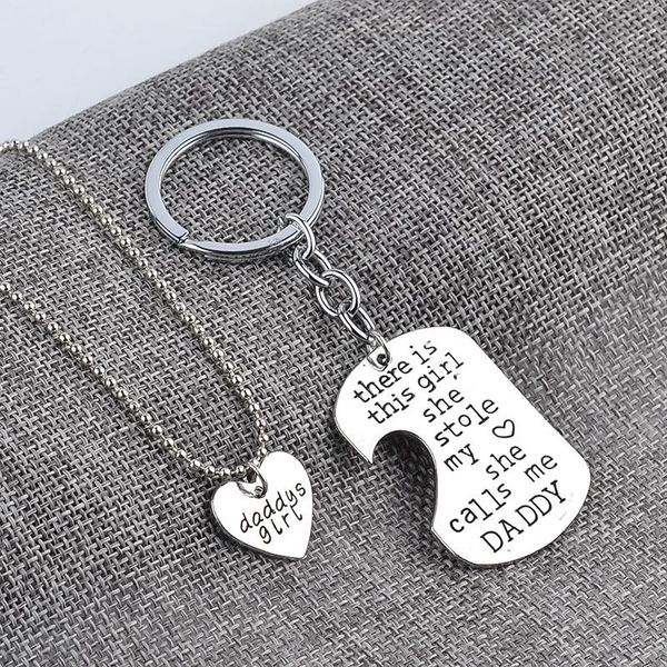 

pendant necklaces 2pcs/set fashion jewelry mommy daddy grandpa love necklace key chain for your lover mother's day father's gift, Silver