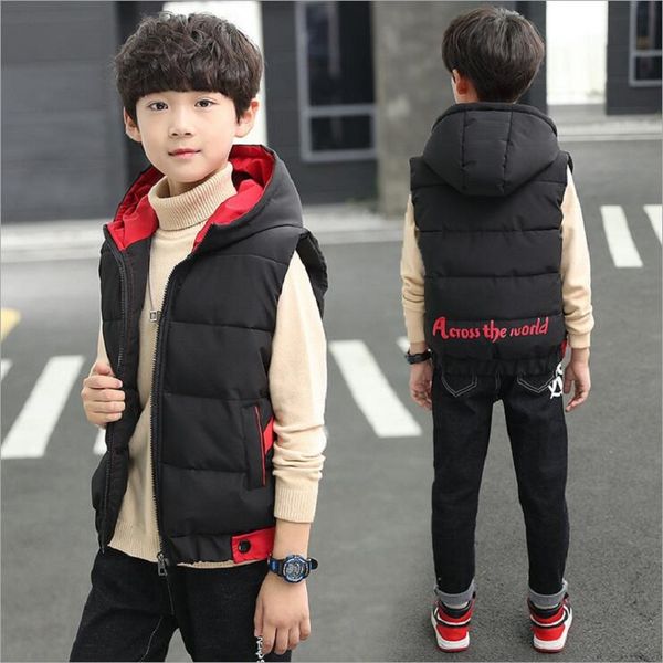 

childrens vest clothes print cotton vest for boys autumn winter warm hooded thicken waistcoat for kids gilet fille coats 4-15y, Camo