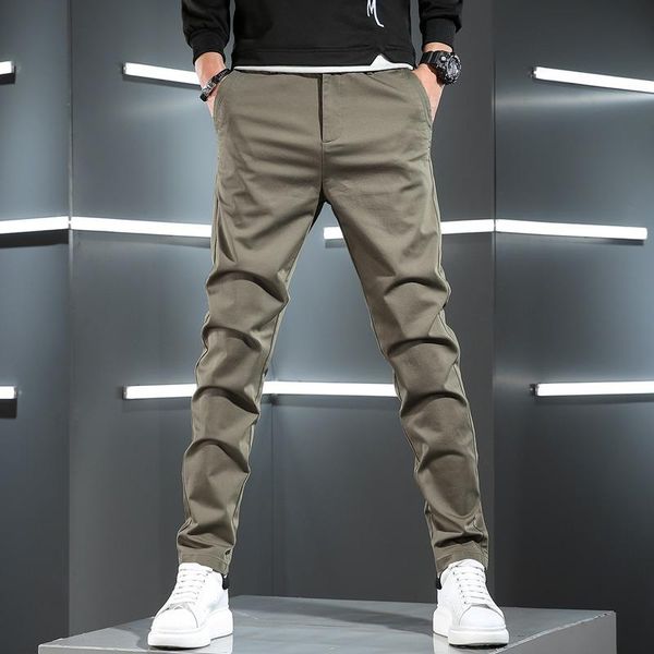 

men's pants men casual suit korean style business straight slim fit trousers, Black
