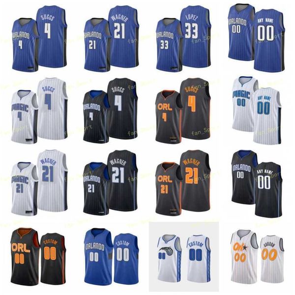 

man woman youth print basketball franz wagner jersey 21 robin lopez 33 jalen suggs 4 pinstripe black blue white team color breathable for sp