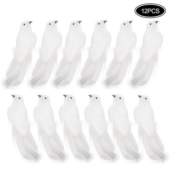

decorative objects & figurines 12pcs white christmas bird ornaments holiday birds with clips winter doves tree ornament decorations