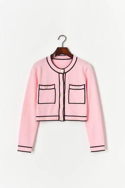 

322 2021 runway spring brand same style sweater long sleeve crew neck fashion pink cardigan clothes womens mingzhi, White;black
