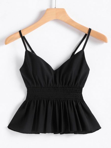 

solid shirred cami c1kk#, White