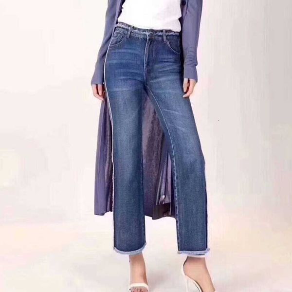 

flagship brand store women's 2021 spring fashion casual vertical jeans, Blue