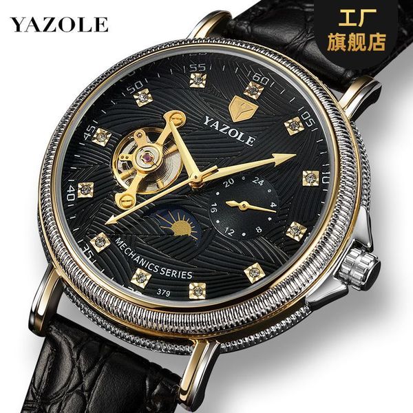 

fashion watches 379 semi automatic flywheel mechanical business men's waterproof, Slivery;brown