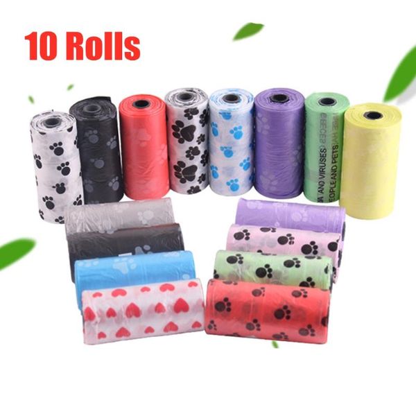 

dog travel & outdoors 10 rolls poop bag cute printing cat puppy waste pick up bags outdoor home clean disposable refill garbage pet supply