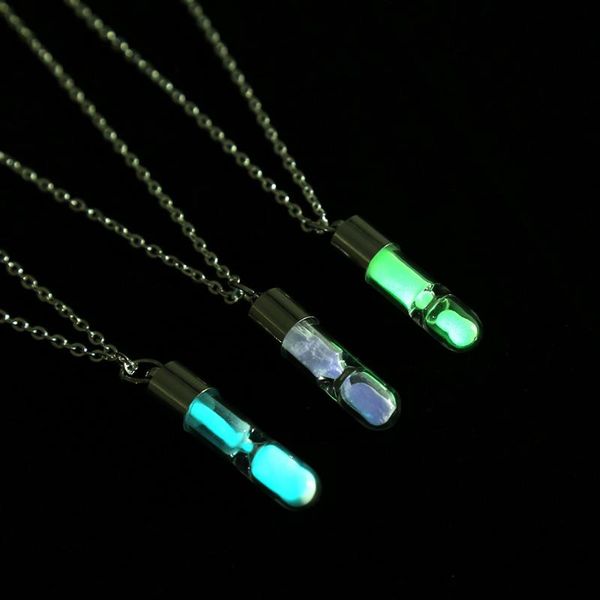 

pendant necklaces fashion make a wish glass jewelry time drift bottle luminous sand hourglass wishing necklace couples friend gift, Silver