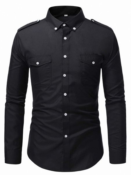 

men flap pocket button down shirt a0ii#, White;black