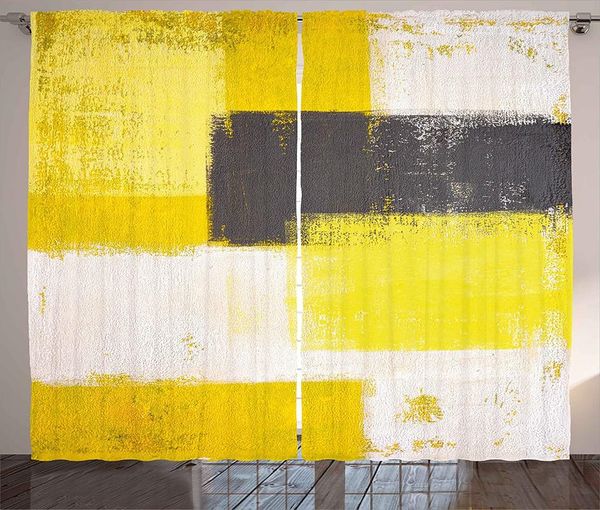 

curtain & drapes grey and yellow kids room window curtains abstract grunge style brushstrokes painting living bedroom