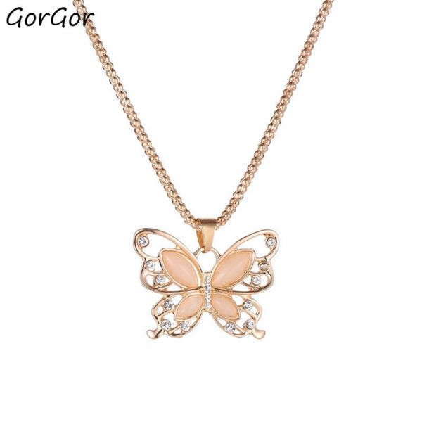 

pendant necklaces gorgor necklace women fashion statement hollow out butterfly creative temperament engagement jewelry 18020524, Silver