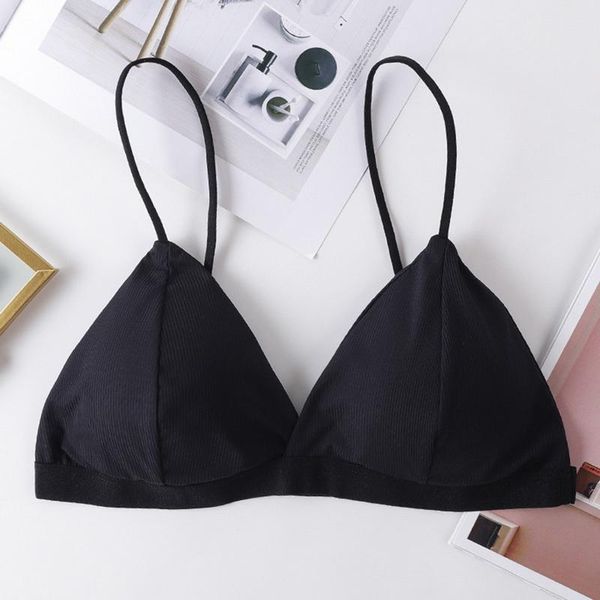 

camisoles & tanks seamless bra women soft bras girls bralette solid lingerie thin strap wire push up backless comfort underwears, Black;white