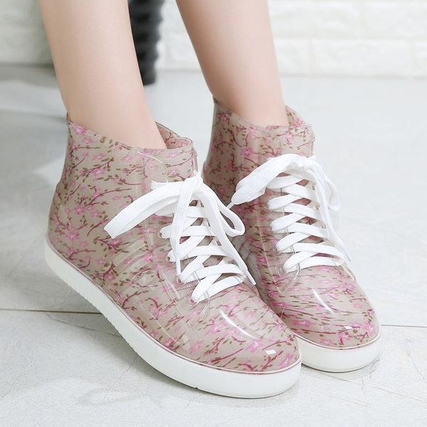 

rubber rain shoes women waterproof velvet warmer winter boots ladies spring leopard short tube botas de mujer, Black