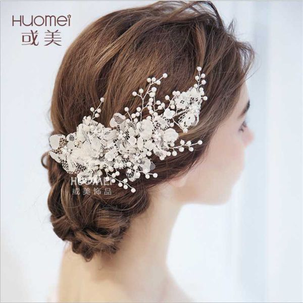 

headpieces bridal wedding crystal bride hair accessories pearl flower tulle headband handmade hairband beads decoration comb for women, Silver