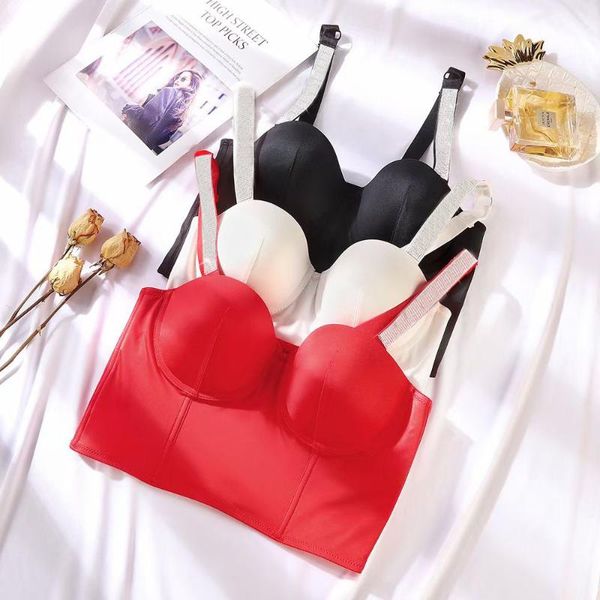 

bras underwear women push up bra brand design lingerie rhinestone letter smooth sports shaping vest plus size clothing, Red;black