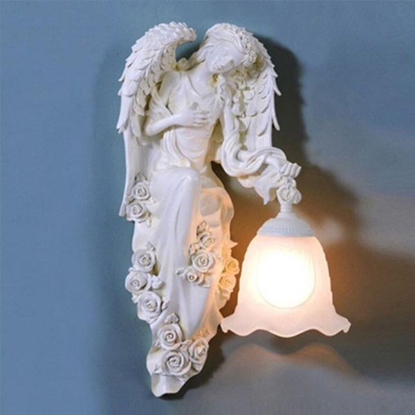 

wall lamp european crystal angel living room background corridor creative golden decorate resin