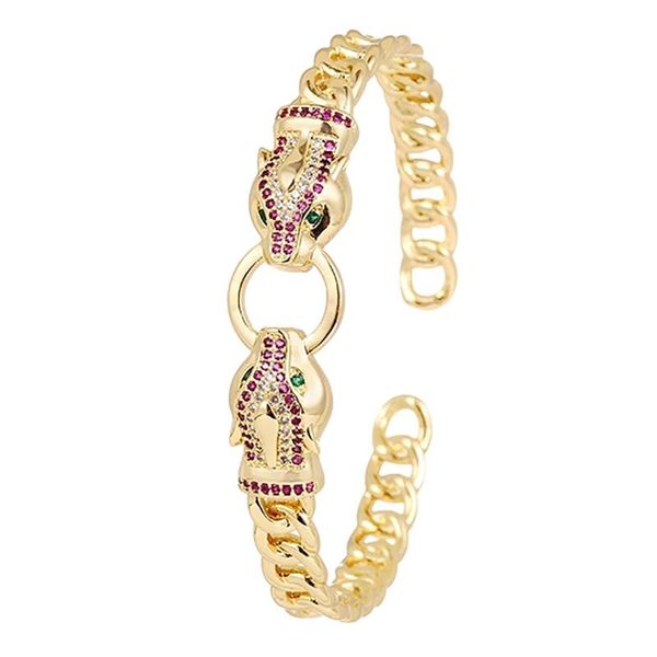 

charm bracelets luxury punk opening bangle for women gothic personality leopard bracelet gold color wedding fashion jewelry gift, Golden;silver