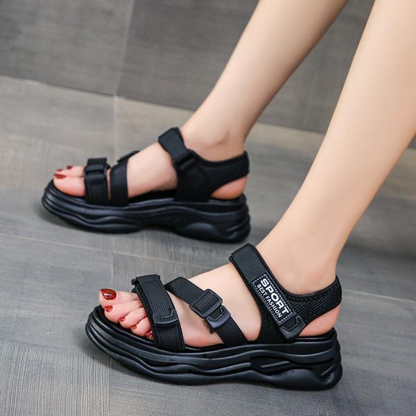 

sandals rimocy thick bottom sport for women summer 2021 casual ankle strap platform shoes woman black rubber lady