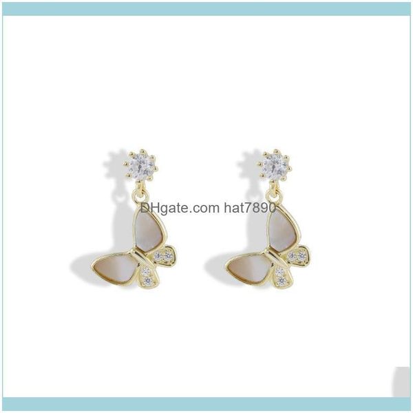 

charm jewelryng s925 yinsen creative black and white butterfly shell zircon earrings girl fashion simple ear aessories drop delivery 2, Golden