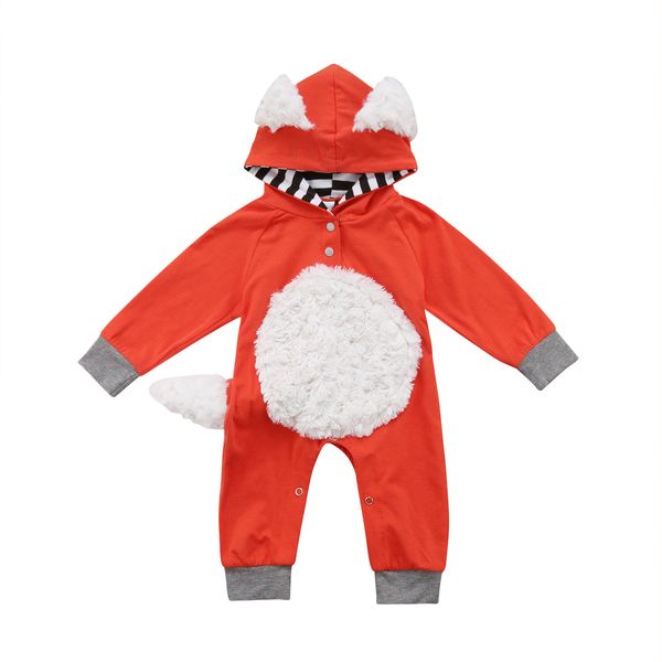 

newborn infant baby girls boys autumn winter pretty romper long sleeve hooded lovely warm jumpsuits romper outfit 0-24m, White