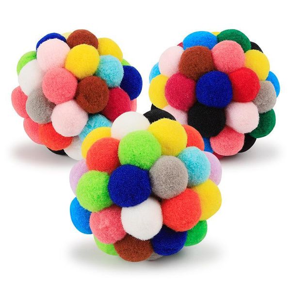 

cat toys colorful soft plush ball pet sound toy bell dog mimi supplies vk3q