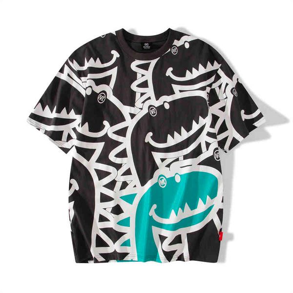 

tee men's shirt 2021 will see harajuku hip hop shirts streetwear from cartoon dinosaur cotton tshirt man clothing bpb0, White;black