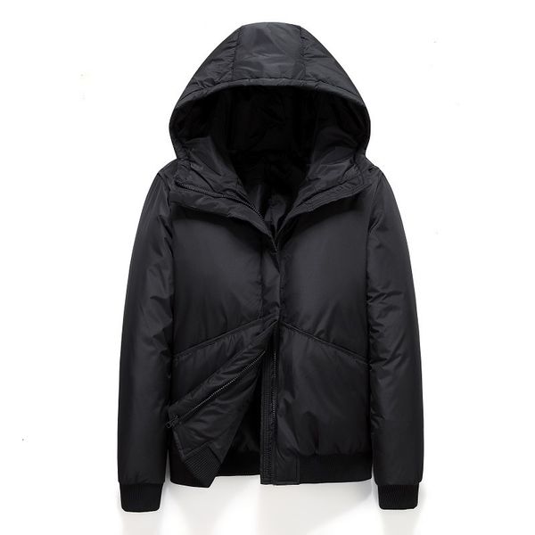 

2021 autumn and winter men's simple hooded thickened solid down jacket large casual versatile trend, Black