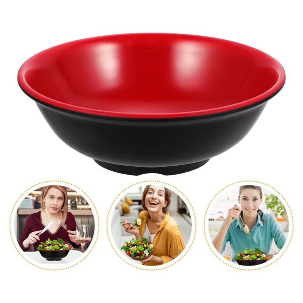 

bowls 1pc household noodles bowl soup salad rice holder (black, red)