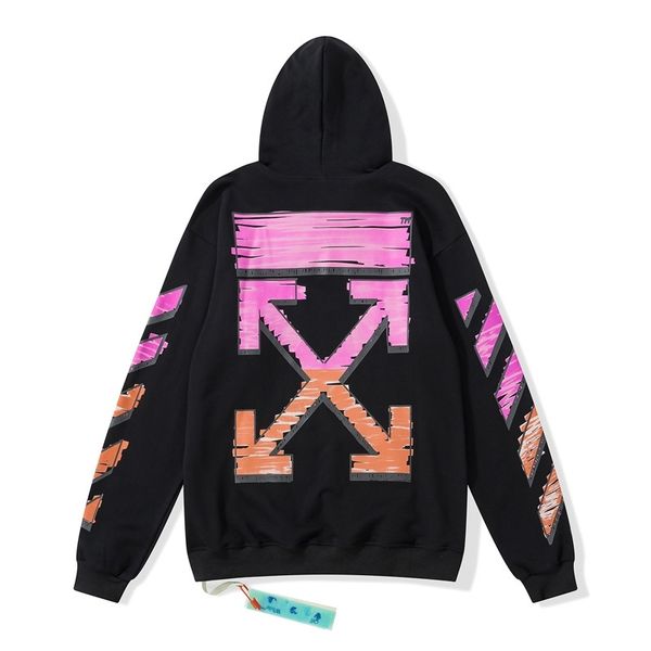 

2021 autumn winter off pink orange gradient arrow hoodie for men and women, Black