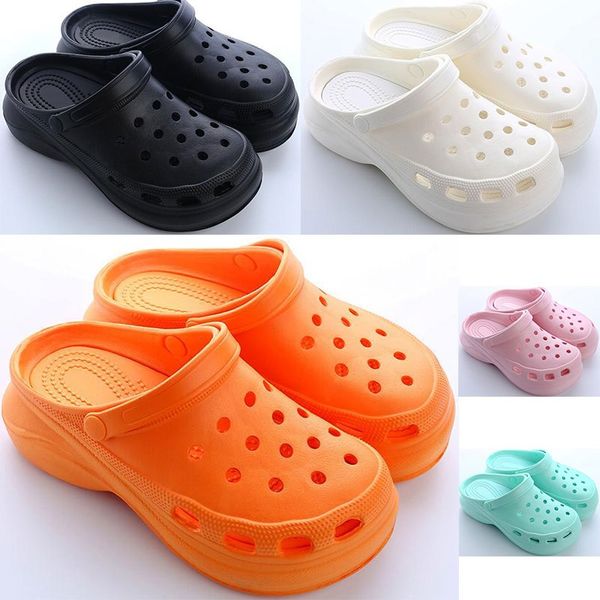 

2021 womens summer thick-soled hole shoes ladies height increase shoe black white orange pink girls women beach classic sandals slippers sev