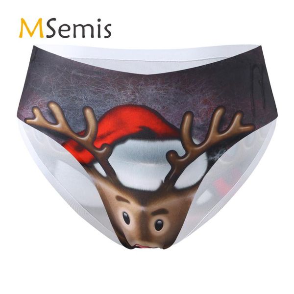 

underpants men's underwear reindeer printed briefs panties stretchy low waist christmas nightwear, Black;white