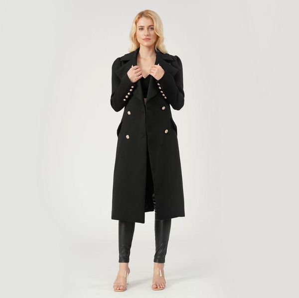 

women's trench coats .y.fantasy 2021 korean style loose woolen coat mid-length black pressed wind, Tan;black