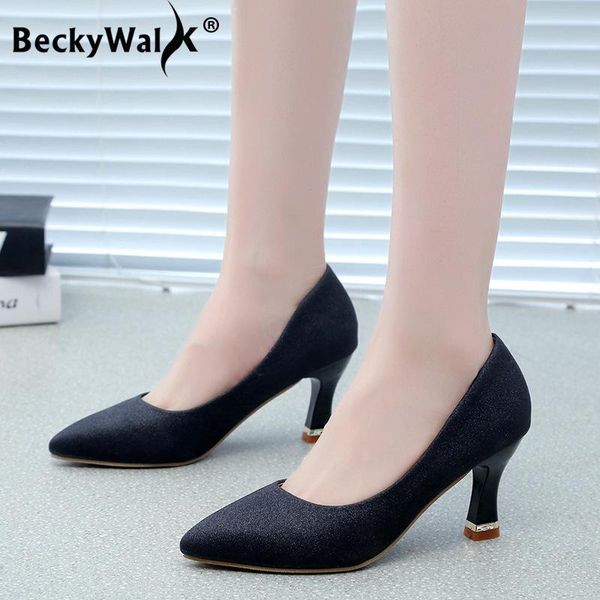 

dress shoes 2021 women pumps high heels glitter female wedding gold sliver bling pointed toe ladies wsh3195, Black