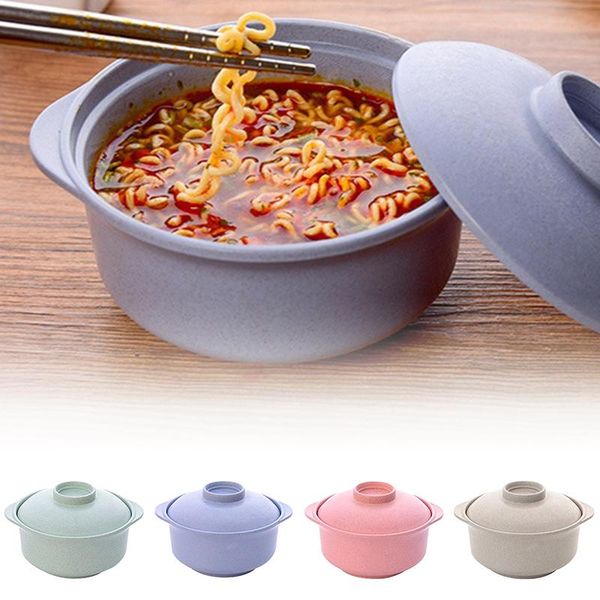 

bowls wheat straw instant noodles bowl soup container with lid kitchen tableware insulation anti- rice dinnerware