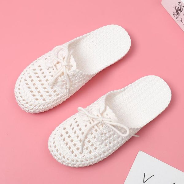 

slippers summer flat hole shoes women's non-slip beach waterproof toe box for outdoors sandals pregnant women white, Black