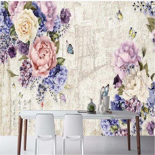 

wallpapers cjsir 3d custom po wallpaper wall murals stickers retro art hand painted floral butterfly backdrop papers home decors