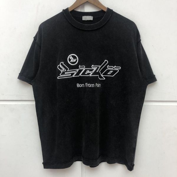 

men's t-shirts embroidery sicko t shirt men women quality nice washed heavy fabric summer style tee, White;black