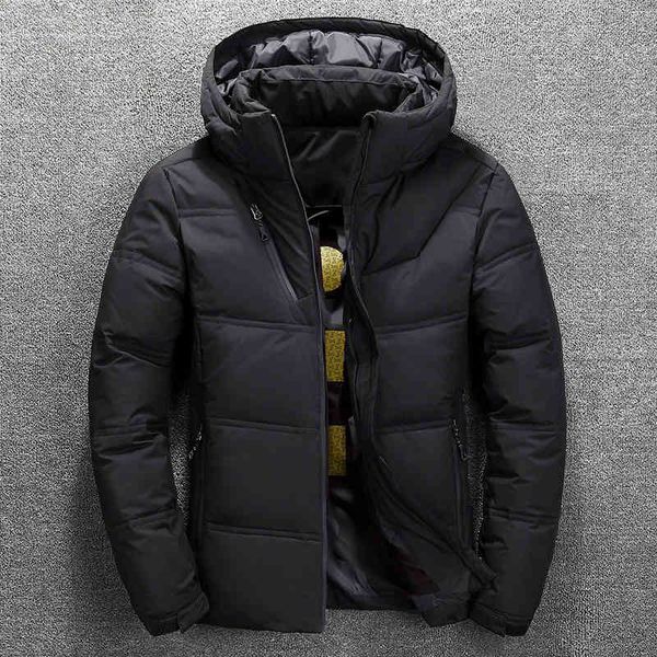 

90% duck down jacket men hooded windproof coats 2021 winter male thick warm clothing mens outerwear casual coat, Black