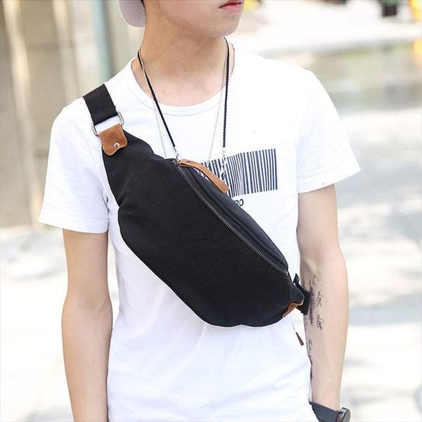 

waist bag for men women fashion canvas casual travel mens shoulder bags handy large capacity banana fanny pack