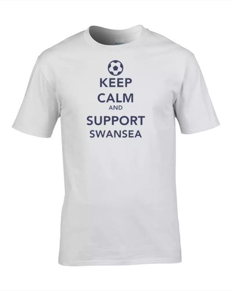 

keep calm and support swansea - mens football supporter t shirt, White;black