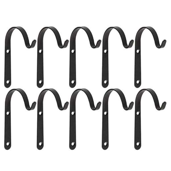

hooks & rails set of 10 hanging basket bracket iron wall curved up plant hook for bird feeders, lanterns
