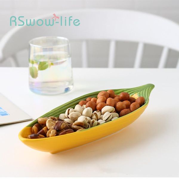 

dishes & plates cartoon corn-shaped plate hand-painted ceramic embossed cute fruit snack dessert