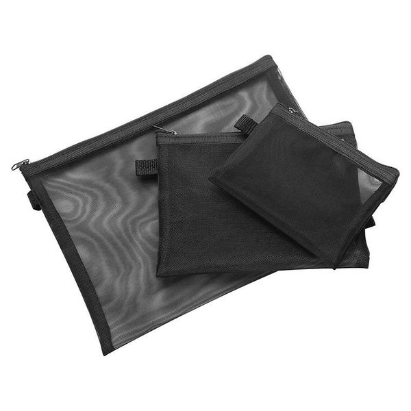 

storage bags 3pcs set multi-functional for home black mesh case cosmetic pouch small items