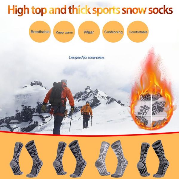 

men's socks feitong men and women winter ski warm thermal for cold weather comfortable breathable cotton ankle, Black