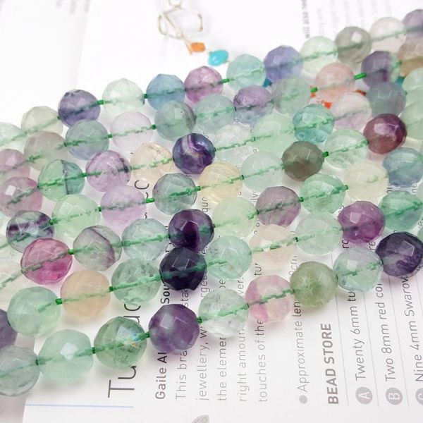 

loose gemstones lii ji gemstone natural stone fluorite round faceted shape bead 10mm diy jewelry making necklace or bracelet approx 39cm, Black
