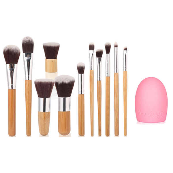 

makeup brushes 11pcs bamboo wood handle make up set for costmetic powder foundation eyeshadow eyebrow brush beauty tool