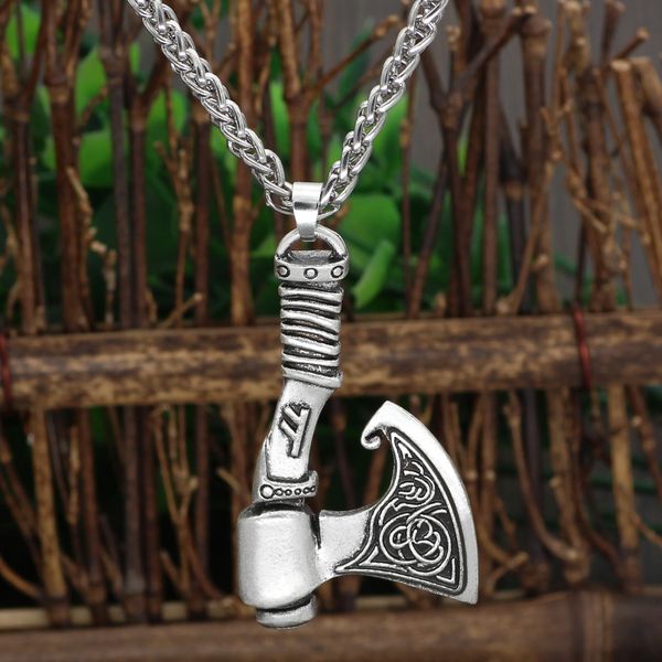 

nordic personality viking warrior axe pendant necklace, Silver