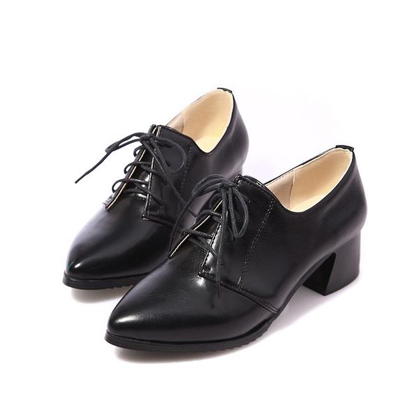 

dress shoes big size fashion pointed lace up single ladies high heels women woman pumps, Black