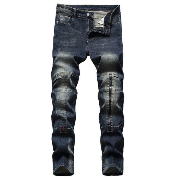 

men casual stretch straight jeans trousers trend korean version of men's, Blue