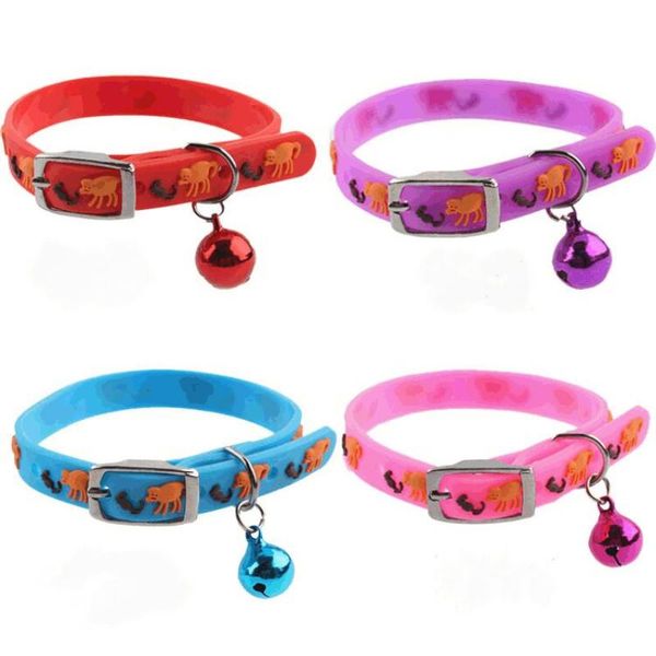 

cat collars & leads cartoon with bell adjustable buckle collar multicolor silica pet supplies accessories